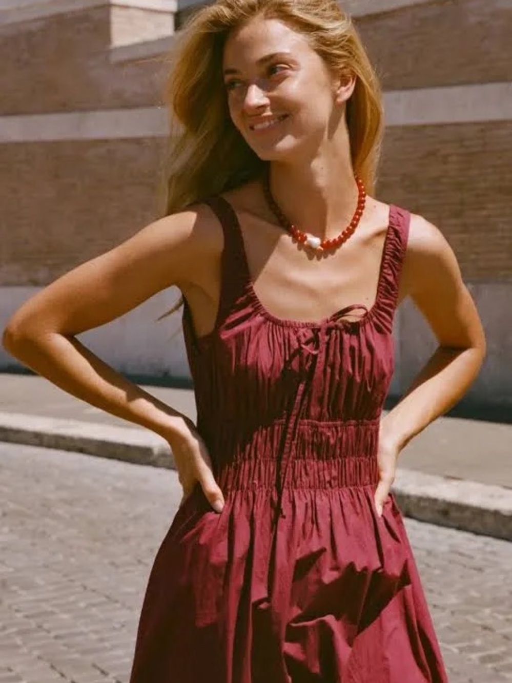 Ciao Lucia Iris Bordeaux Cotton Dress
